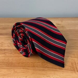 Jos A Bank Signature 3.5" Necktie Blue Red Diagonal Striped Silk Classic Tie